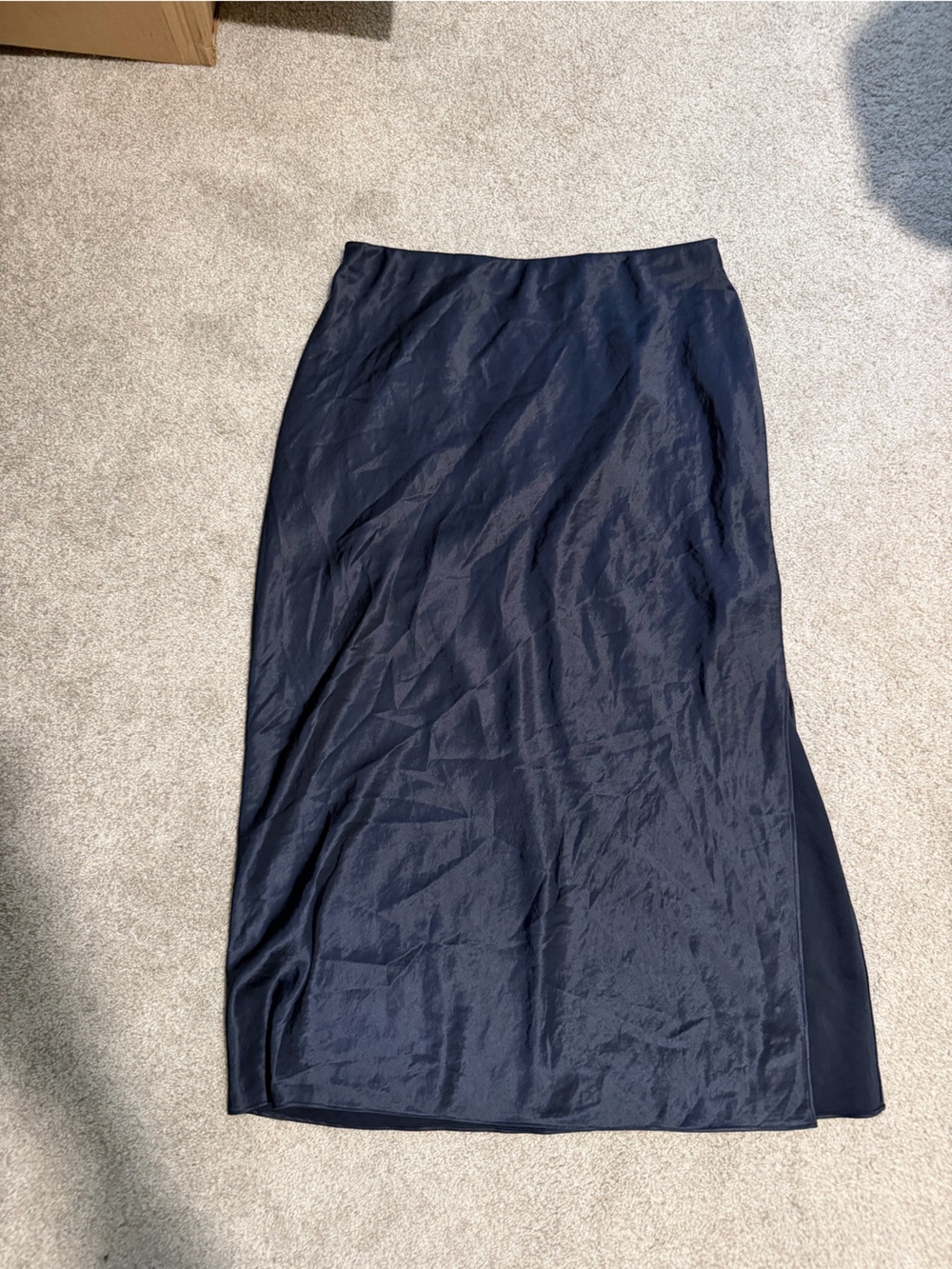 Madewell Navy Satin Maxi slip Skirt